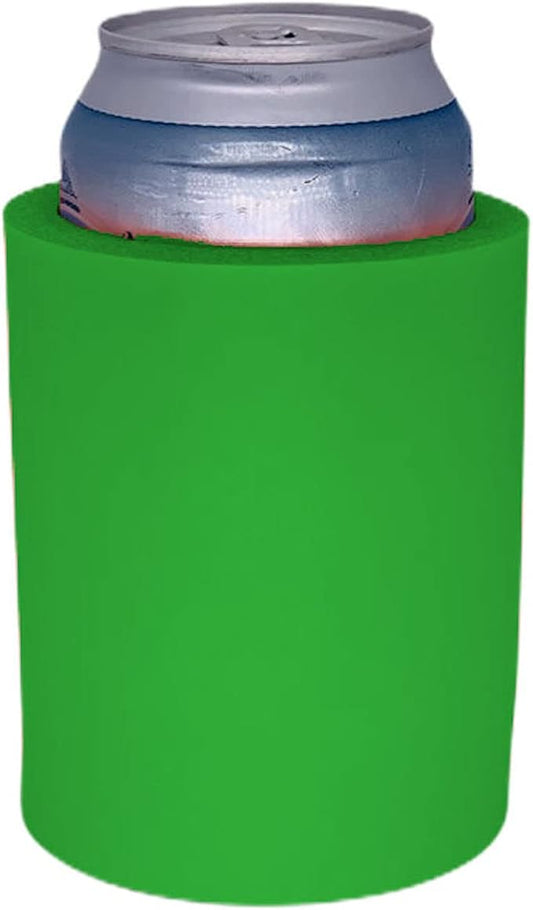 Blank Thick Foam Old School Can Cooler (12 Pack, Neon Green)