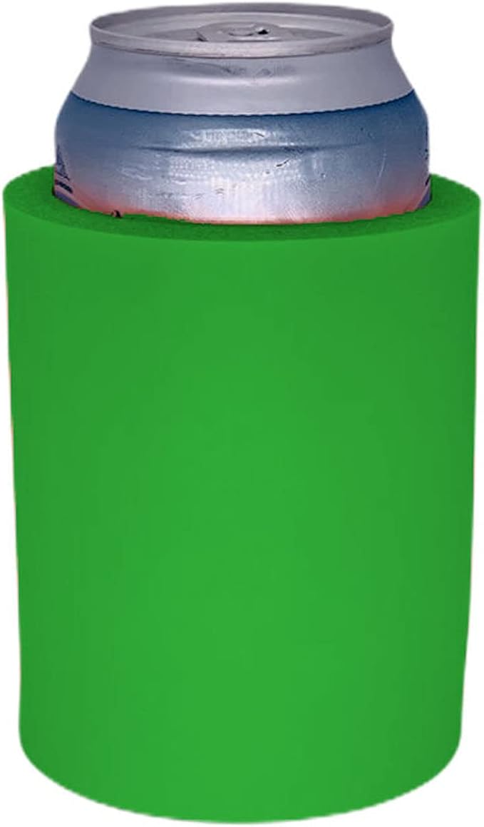 Blank Thick Foam Old School Can Cooler (Neon Green)
