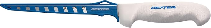 Dexter Outdoors SOFGRIP 7" Flexible Fillet Knife with Edge Guard | Corrosion-resistant high-carbon American stainless blade with soft slip-resistant grip. Edge guard included, made in USA.