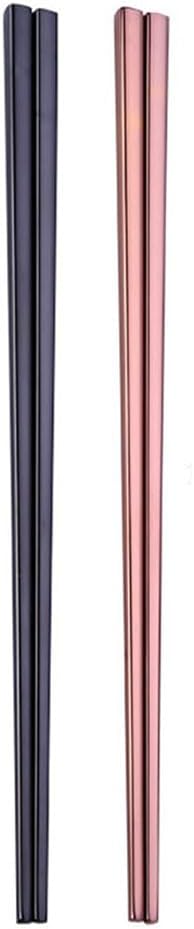 Stainless Steel Chopsticks,Reusable ,Dishwasher Safe , Easy to Use（2 PCS,Rose gold&black）