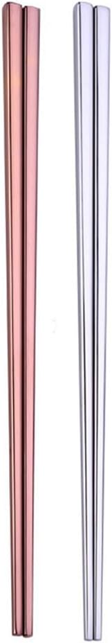 Stainless Steel Chopsticks,Reusable ,Dishwasher Safe , Easy to Use（2 PCS,silver&Rose gold）