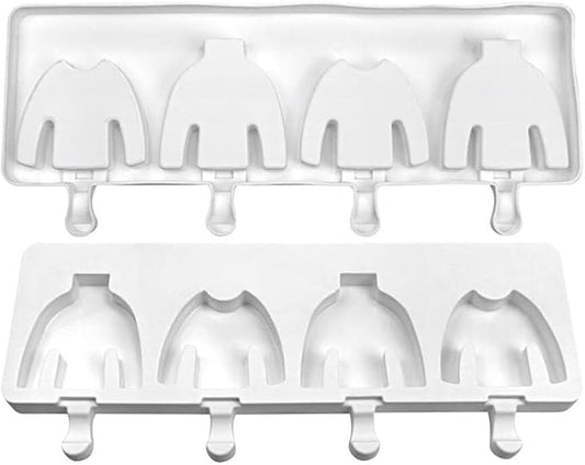 1 Pack Cute Sweater Shape Popsicle Molds Silicone Ice Pop Molds 4 Cavities Popsicle Molds for Kids Adults Ice Cream Mold Cakesicles Mould DIY Popsicle Maker Homemade Popsicle Silicone Molds Z