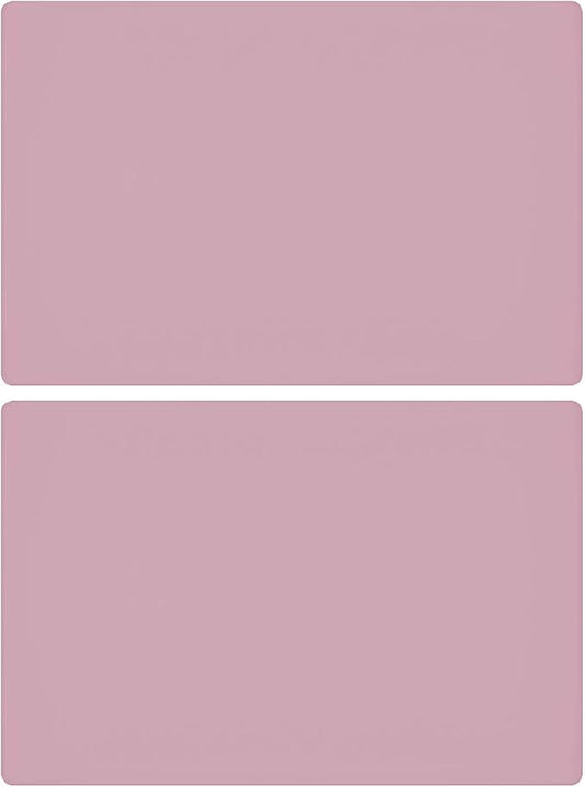 23.6'' by 15.7''Flexible Silicone Placemat Non Slip Waterproof Heat Resistant Dinner Table Mat (Light Pink-2 Pcs)
