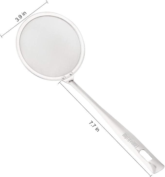 MyLifeUNIT Fine Mesh Strainer, 4 Pack Stainless Steel Skimmer Spoon for Hot Pot Foam and Grease