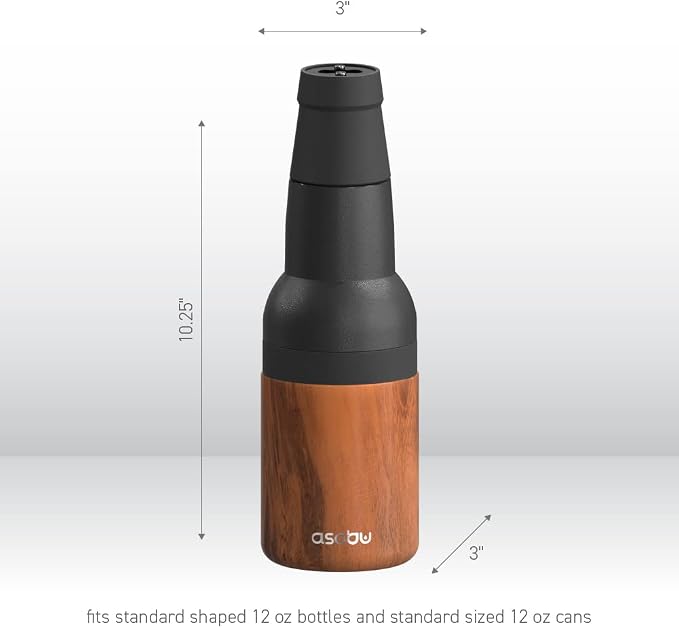 Asobu Frosty Beer Holder 2 Go Vacuum Insulated Double Walled Stainless Steel Beer Can and Bottle Cooler with Beer Opener, Bpa Free, Fits Standard 12oz Bottles & Cans, Gift for Beer Lovers