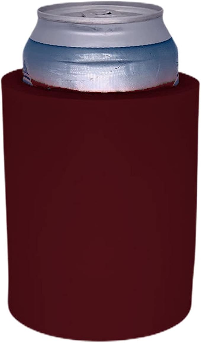 Blank Thick Foam Old School Can Cooler (12 Pack, Burgundy)
