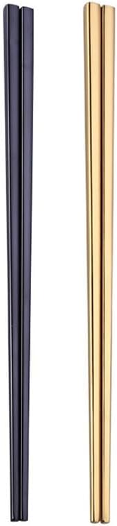 Stainless Steel Chopsticks,Reusable ,Dishwasher Safe , Easy to Use（2 PCS,golden&black）