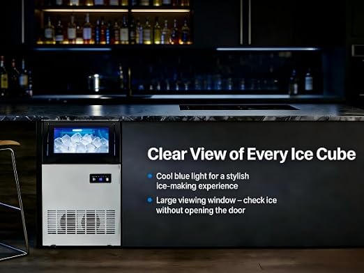 Garvee Commercial Ice Maker Machine, 180lbs/24H Single Water Inlet with 36lbs Storage Bin, Stainless Steel Undercounter or Freestanding Ice Maker