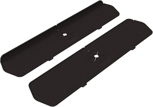 2 Pack Kitchen Faucet Sink Splash Guard, 24" x 5.6'' Upgrade Silicone Faucet Water Catcher Mat, Sink Draining Pad Behind Faucet, Rubber Drying Mat for Countertop, Bathroom, Farmhouse, RV (Black)