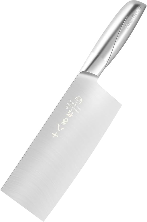 SHI BA ZI ZUO 7 Inch Meat Knife Super Sharp Classic Full Stainless Steel Cooking Knife Kitchen Gadget for Home Restaurant Daily Basis