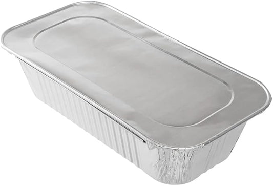 Restaurantware-LIDS ONLY: Foil Lux Foil Pan Lids Pack of 25 Oven-Ready Aluminium Tray Covers - Pans Sold Separately, Fits 1/3 Third-Size Steam Table, Foldable Edges, Freezable, Silver, Disposable