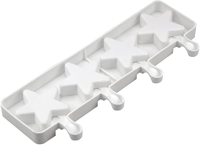 1 Pack Cute Stars Shape Popsicle Molds Silicone Ice Pop Molds 4 Cavities Popsicle Molds for Kids Adults Ice Cream Mold Cakesicles Mould DIY Popsicle Maker Homemade Popsicle Silicone Molds T