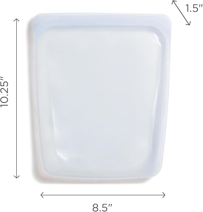 Stasher Reusable Half Gallon Silicone Food Storage Bag, Clear, 64 oz | Food-Safe Silicone, Freezer, Sous Vide, Microwave, Dishwasher, Oven Safe, Meal Prep, Bulk Storage, BPA-Free, Eco-Friendly