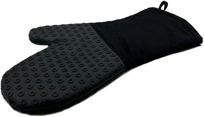 Nexgrill Silicone Oven Mitt, Heat-Resistant BBQ Glove with Hanging Loop, Non-Slip Grill Glove for Kitchen, Baking, and Outdoor Grilling, Black - 530-0025