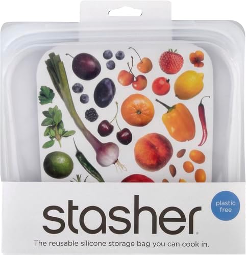 Stasher Premium Reusable Silicone Sandwich Bags, 2-Pack, Clear, 28 oz | Food-Safe Silicone, Freezer, Sous Vide, Microwave, Dishwasher, Oven Safe, Meal Prep, Lunch Container, BPA-Free, Eco-Friendly