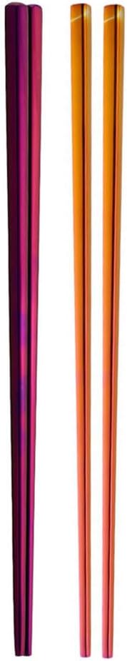 Stainless Steel Chopsticks,Reusable ,Dishwasher Safe , Easy to Use（2 PCS,purple&Dazzling red）