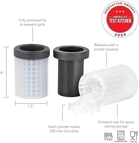 Tovolo Mini Ice Squeeze & Release Cylinder, 2-Pack, Mini-Ice Cube Makers