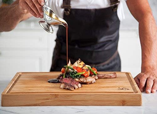 Butcher Block - Organic Bamboo Cutting Board w/Juice Groove - 17x13x1.5" -Butcher Block Cutting Board - Premium Quality and Professional Design - Bamboo Chopping Block