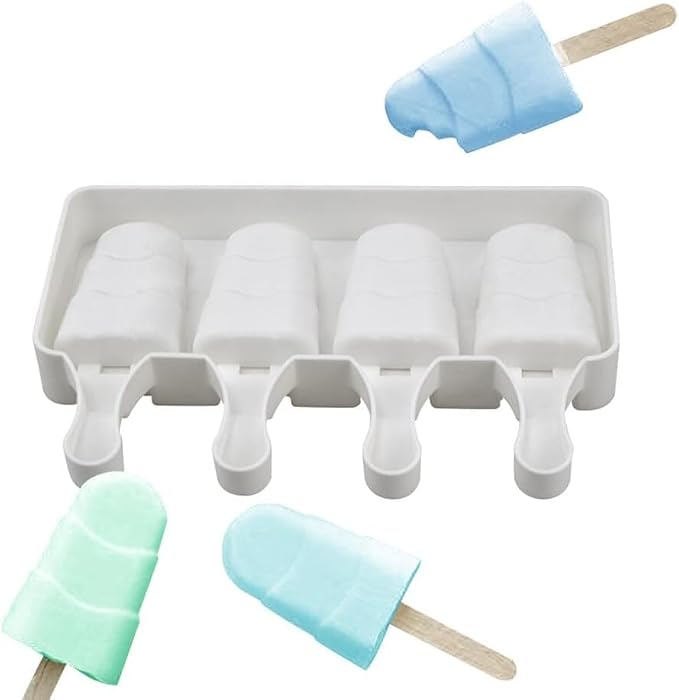 1 Pack Cute Step Shape Popsicle Molds Silicone Ice Pop Molds 4 Cavities Popsicle Molds for Kids Adults Ice Cream Mold Cakesicles Mould DIY Popsicle Maker Homemade Popsicle Silicone Molds P