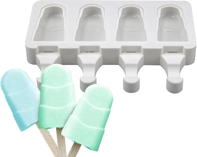 1 Pack Cute Step Shape Popsicle Molds Silicone Ice Pop Molds 4 Cavities Popsicle Molds for Kids Adults Ice Cream Mold Cakesicles Mould DIY Popsicle Maker Homemade Popsicle Silicone Molds P