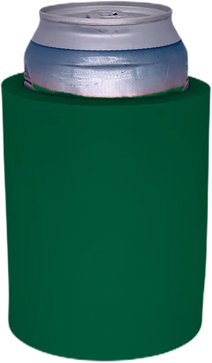 Blank Thick Foam Old School Can Cooler (2 Pack, Forest Green)