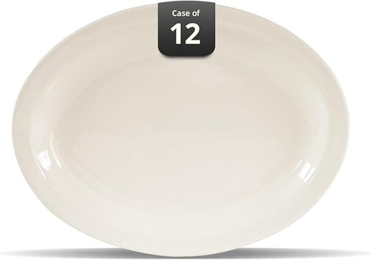 Stoneware Narrow Rim Commercial Grade Dinnerware (America White, Platter 13.5" x 10.5")