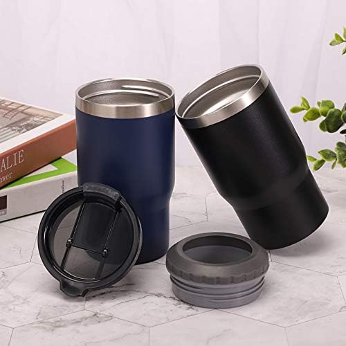 4 in 1 Stainless Steel Can/Bottle Insulator, 14oz Two-Way Lids SUS Insulated Can Cooler, Beer Bottle holder (Dark blue)