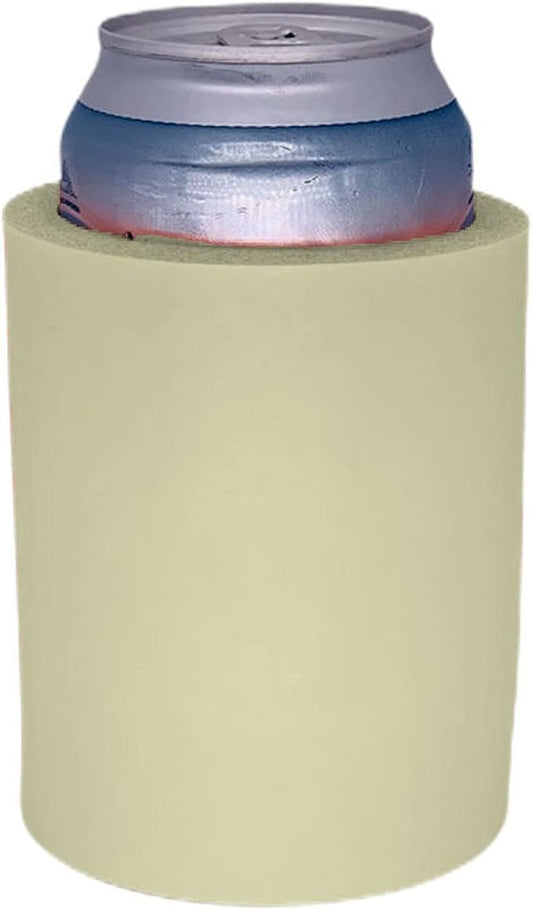 Blank Thick Foam Old School Can Cooler (6 Pack, Natural)