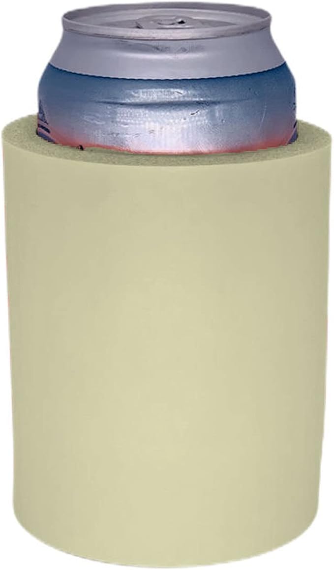 Blank Thick Foam Old School Can Cooler (12 Pack, Natural)