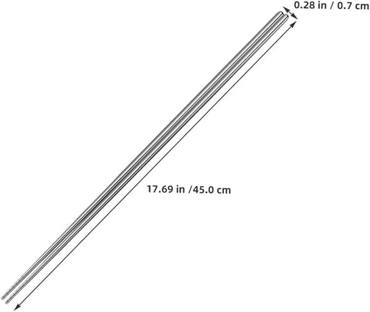 Extra Long Stainless Steel Cooking Chopsticks 17.7 Inch Thickened Anti-Slip Metal Sticks for Hot Pot Frying Noodles Kitchen Use 2 Pairs
