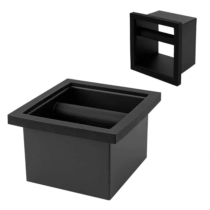 watchget Bottomless Espresso Knock Box, Built-in Coffee Ground Container | Detachable Rubber Rod; Desktop Waste Bin for Commercial Coffee Bar Shop