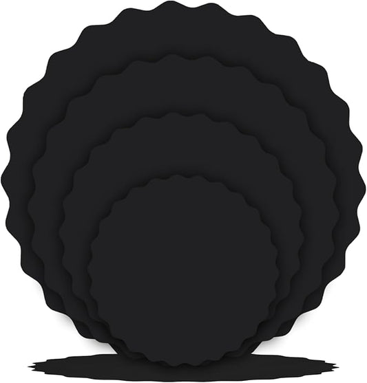 qiqee 12 Inch Black Wave Cake Boards Round 15-Packs Circles Rounds Base Food-Grade Cardboard Wave Cake Plate（Thinner But Stronger）