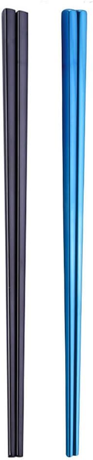Stainless Steel Chopsticks,Reusable ,Dishwasher Safe , Easy to Use（2 PCS,blue&black）