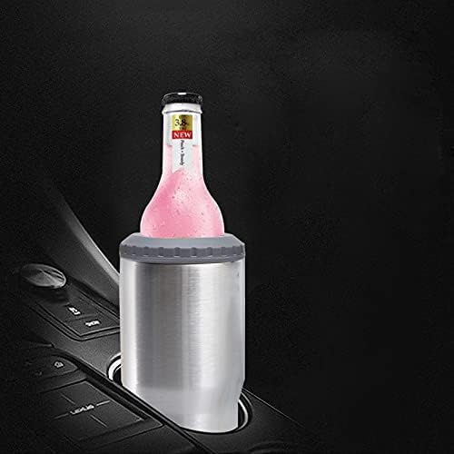 4 in 1 Stainless Steel Can/Bottle Insulator, 14oz Two-Way Lids Double Wall SUS Insulated Can Cooler, Beer Bottle holder (Stainless steel)