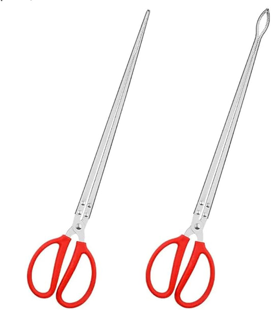2 Piece Stainless Steel Crab Tong Eel Clamp Tong for Reptile Feeding Snake Charcoal Trash Pick - Up Seafood Picking for Low Tide