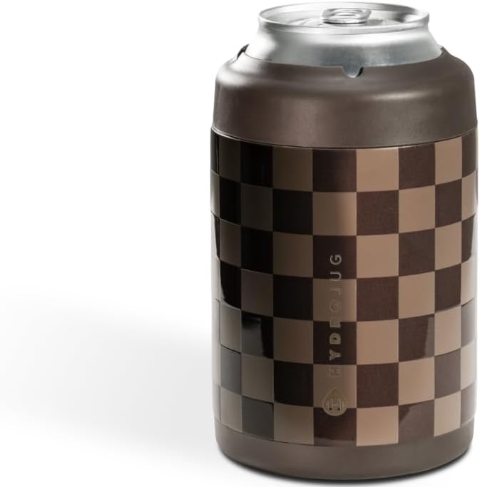 HydroJug Can Cooler 12 oz, Stainless Steel Can Holder, Autumn Checkers