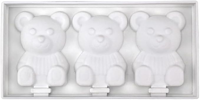1 Pack Cute Woolly Bear Shape Popsicle Molds Silicone Ice Pop Molds 3 Cavities Popsicle Molds for Kids Adults Ice Cream Mold Cakesicles Mould DIY Popsicle Maker Homemade Popsicle Silicone Molds R