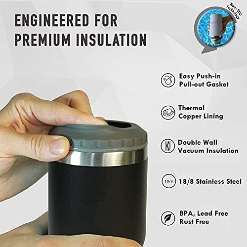 4 in 1 Stainless Steel Can/Bottle Insulator, 14oz Two-Way Lids SUS Insulated Can Cooler, Beer Bottle holder (Orange)
