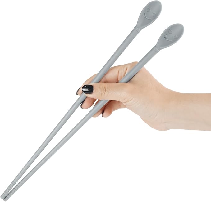 Carrotez Silicone Cooking Chopsticks, Long (12 inch) Reusable Chopsticks for Cooking, Heat Resistant, Non-Scratch, Gentle on Cookware, 1 pair - Cloud Grey
