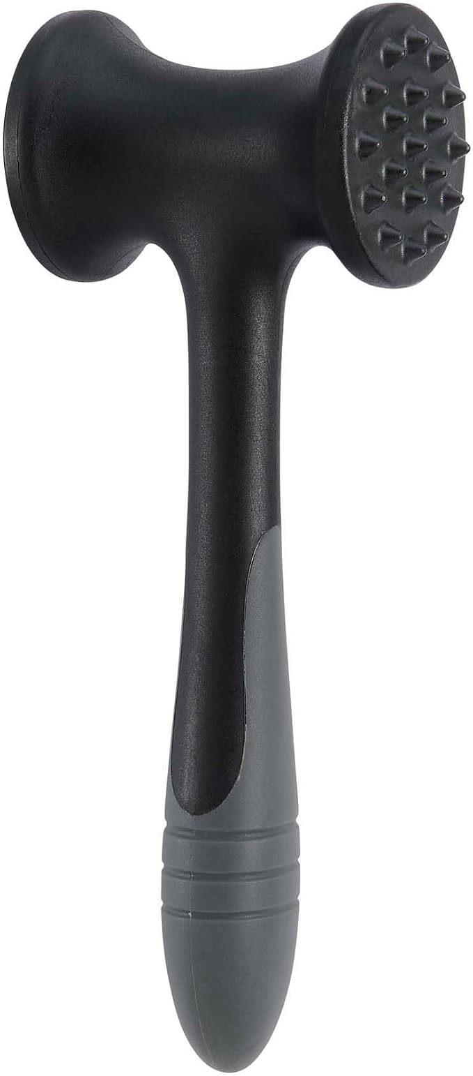 HIC Kitchen Soft-Grip Meat Tenderizer Mallet Marinating Prep Tool, Heat Safe, For Flattening Cutlets And Tenderizing Meat