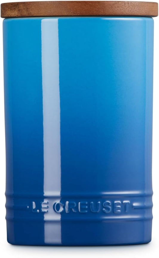 Le Creuset Signature Salt Cellar and Storage Canister with Wood Lid, 26 oz., Marseille