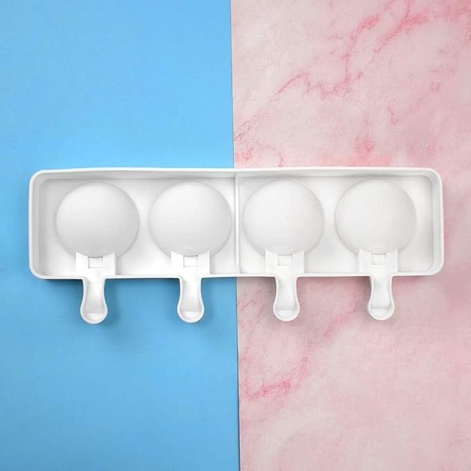 1 Pack Cute Semicircle Shape Popsicle Molds Silicone Ice Pop Molds 4 Cavities Popsicle Molds for Kids Adults Ice Cream Mold Cakesicles Mould DIY Popsicle Maker Homemade Popsicle Silicone Molds U