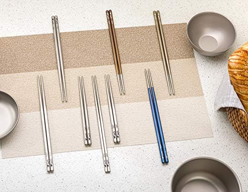 Keith Titanium Ti5633 Solid Square Handle Chopsticks with Aluminum Case (Blue)
