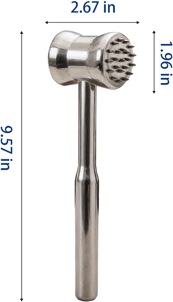 Dual-Sided 2-in-1 Stainless Steel Meat Tenderizer Tool, Meat Mallet Hammer with Meat Tenderizer Needles, Professional Kitchen Tool for Tenderizing Steak, Chicken and Beef, Easy-Grip Easy to Clean