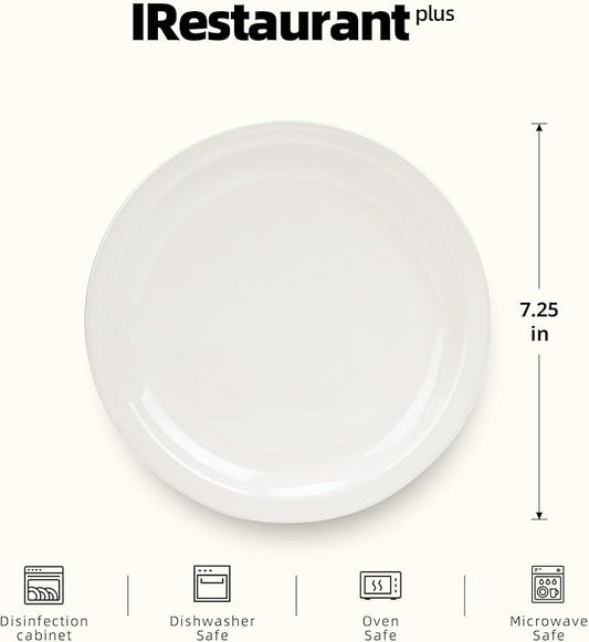 Stoneware Narrow Rim Commercial Grade Dinnerware, America White, Plate 7.25", Case of 36