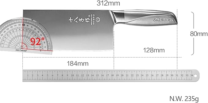 SHI BA ZI ZUO 7 Inch Meat Knife Super Sharp Classic Full Stainless Steel Cooking Knife Kitchen Gadget for Home Restaurant Daily Basis