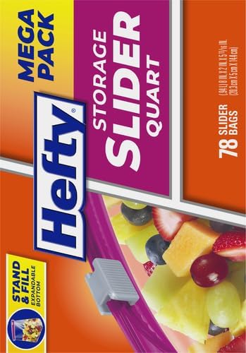 Hefty Slider Storage Bags, Quart Size 78 Count (Pack of 4)