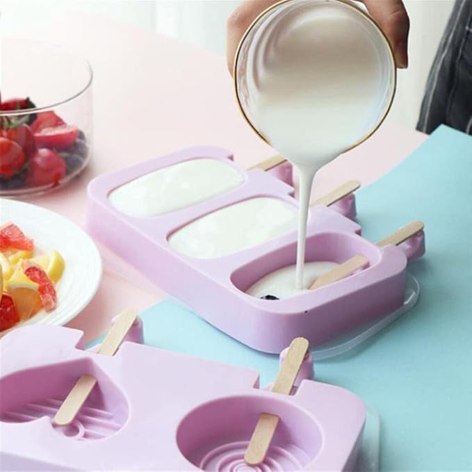Cute Rabbit Popsicle Molds Silicone Rabbits Ice Pop Molds Homemade Popsicle Silicone Mold with 100pcs Popsicle Sticks Reusable Easy Release Summer Ice Pop Maker (Rabbit)