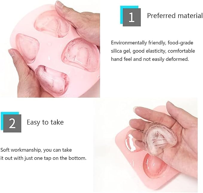 2Pcs Pink 4 Hole Denture Teeth Shaped Ice Cube Mold Silicone Ice Tray DIY Ice Cream Funny Gag Gift For Dentist Seniors Ice Tray Molds, Ice Cube Molds and Trays