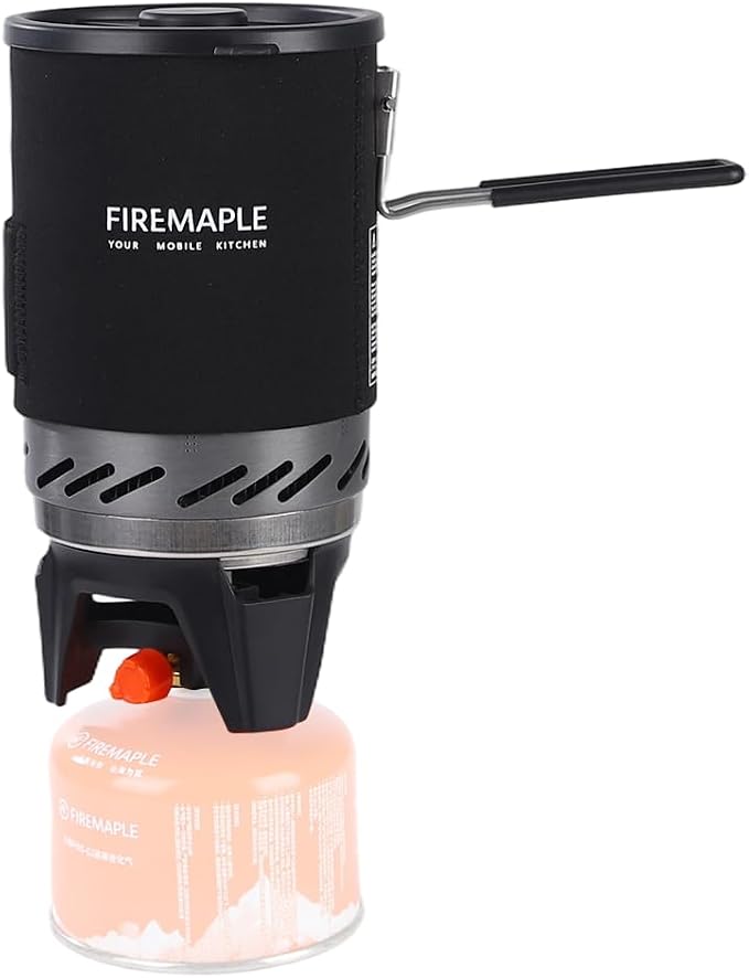Fire-Maple Fixed Star 1 Pro Camping Stove System, Upgraded Handle, 19.6oz | 30% Faster Boil with HX Base, Piezo Ignition, Locking Handle, All-in-One, Portable, Compatible with Most Canisters